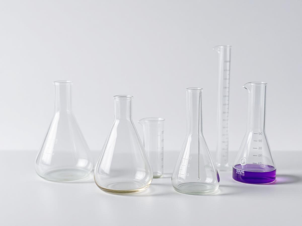 Borosilicate volumetric flasks, beakers and graduated cylinders